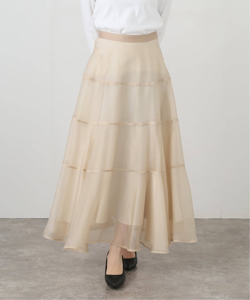 La TOTALITE（ラトータリテ）の「【洗える】パイピングシアーフレアスカート（スカート・レディース・ブラック/ベージュ・36/38）」の22枚目の写真