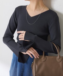 COLLAGE GALLARDAGALANTE | リブ切替Vニット(ニット/セーター)