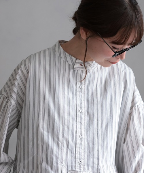 soulberry（ソウルベリー）の「ベストに合わせる、やさしいストライプのブラウス（シャツ/ブラウス・レディース・オフホワイト・5L/4L/3L/LL/L/M）」の14枚目の写真