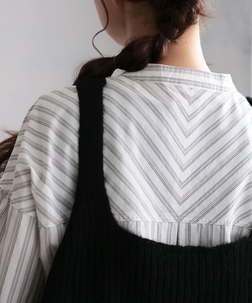 soulberry（ソウルベリー）の「ベストに合わせる、やさしいストライプのブラウス（シャツ/ブラウス・レディース・オフホワイト・5L/4L/3L/LL/L/M）」の15枚目の写真