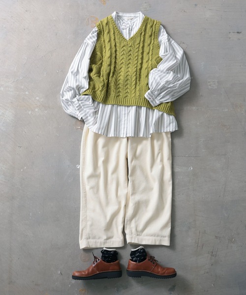 soulberry（ソウルベリー）の「ベストに合わせる、やさしいストライプのブラウス（シャツ/ブラウス・レディース・オフホワイト・5L/4L/3L/LL/L/M）」の21枚目の写真