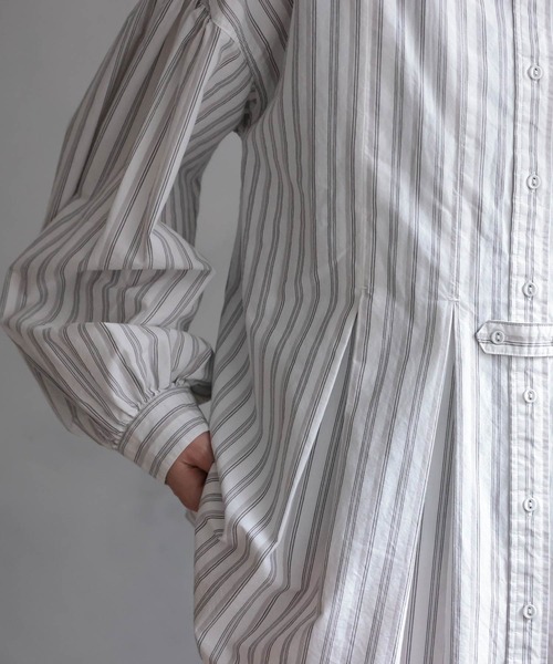 soulberry（ソウルベリー）の「ベストに合わせる、やさしいストライプのブラウス（シャツ/ブラウス・レディース・オフホワイト・5L/4L/3L/LL/L/M）」の7枚目の写真