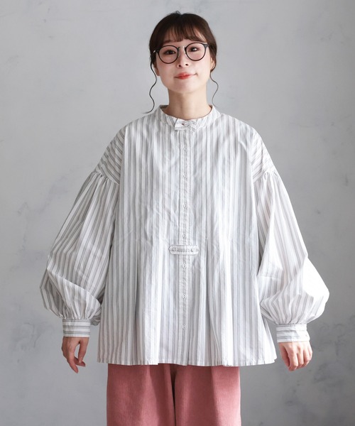 soulberry（ソウルベリー）の「ベストに合わせる、やさしいストライプのブラウス（シャツ/ブラウス・レディース・オフホワイト・5L/4L/3L/LL/L/M）」の19枚目の写真