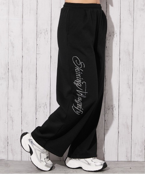 セール】《ロゴストーン×裏起毛》ストレートスウェットパンツ 秋冬