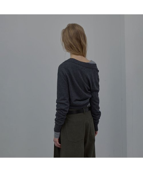 LCDC TM(エルシーディーシーティーエム)の「DOUBLE-LAYER WAVY CARDIGAN (CHARCOAL)(カーディガン/ボレロ・レディース・その他・OS)」の7枚目の写真