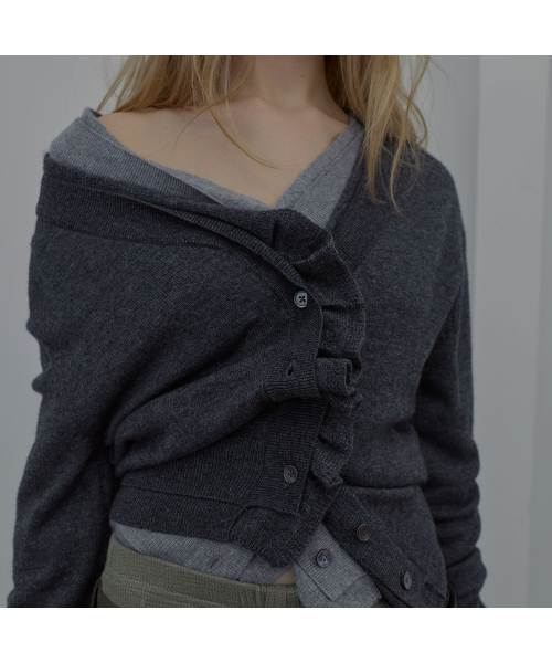 LCDC TM(エルシーディーシーティーエム)の「DOUBLE-LAYER WAVY CARDIGAN (CHARCOAL)(カーディガン/ボレロ・レディース・その他・OS)」の8枚目の写真
