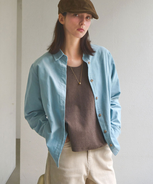 SLOWLOLLI（スローローリ）の「Flowarm corduroy shirt_3 Colors（シャツ/ブラウス・レディース・キャメル/ブルー/アイボリー・FREE）」の6枚目の写真