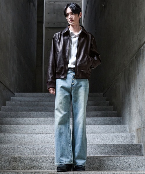 ぽ*ん様 【CLEL】Deep Texture Blouson レザーブルゾン CLEL（クレイル） ブルゾン アウター 「CLEL」Deep Texture Blouson