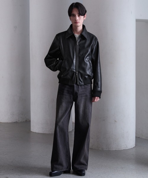 『新品』CLEL ディープ テクスチャー ブルゾン レザーブルゾン Sサイズ CLEL】Deep Texture Blouson / ディープテクスチャーブルゾン