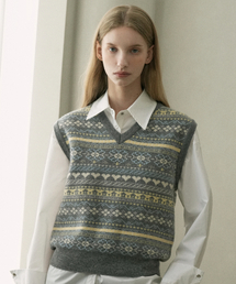 VLETI（ブレッティ）の「Ramswool Jacquard Knit Vest (gray)（ベスト）」