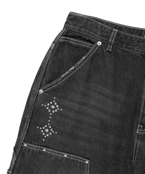 Cavish(カビシ)の「DOUBLE KNEE CARPENTER DENIM PANTS BLACK(CV2EFUD113A)(デニムパンツ・レディース・ブラック・SMALL/LARGE/MEDIUM)」の4枚目の写真