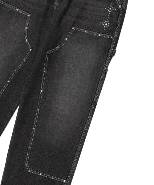 Cavish(カビシ)の「DOUBLE KNEE CARPENTER DENIM PANTS BLACK(CV2EFUD113A)(デニムパンツ・レディース・ブラック・SMALL/LARGE/MEDIUM)」の5枚目の写真