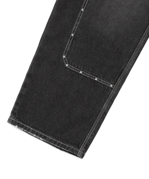 Cavish(カビシ)の「DOUBLE KNEE CARPENTER DENIM PANTS BLACK(CV2EFUD113A)(デニムパンツ・レディース・ブラック・SMALL/LARGE/MEDIUM)」の7枚目の写真