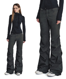 DECET WOMEN（デケット ウーマン）の「Flared Shirring Pants DCWPT017CHARCOAL（その他パンツ）」