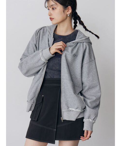 MURUA（ムルーア）の「ジップルーズフーディ（パーカー・レディース・ブラウン/グレー/ブラック・FREE）」の3枚目の写真