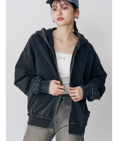 MURUA（ムルーア）の「ジップルーズフーディ（パーカー・レディース・ブラウン/グレー/ブラック・FREE）」の2枚目の写真