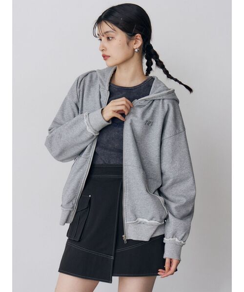 MURUA（ムルーア）の「ジップルーズフーディ（パーカー・レディース・ブラウン/グレー/ブラック・FREE）」の6枚目の写真