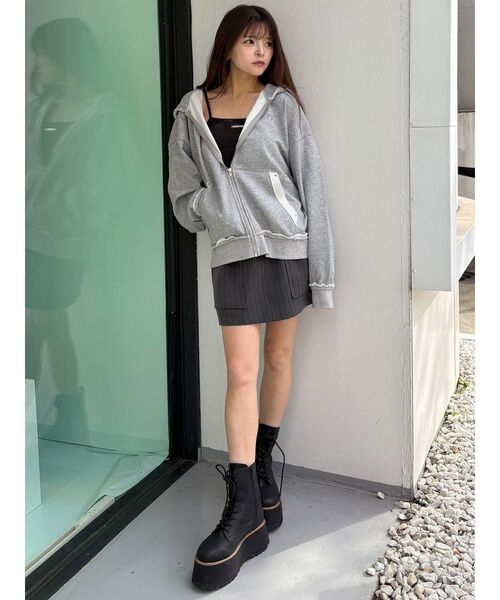 MURUA（ムルーア）の「ジップルーズフーディ（パーカー・レディース・ブラウン/グレー/ブラック・FREE）」の10枚目の写真