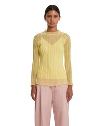 Semi-Sheer Ribbed-Knit Sweater_Yellow