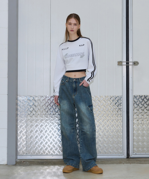 OURDAYZ（アワーデイズ）の「サンディッドカーゴワイドデニムパンツ [VINTAGE BLUE]（デニムパンツ・レディース・その他・LARGE/MEDIUM/SMALL/X-SMALL）」の7枚目の写真