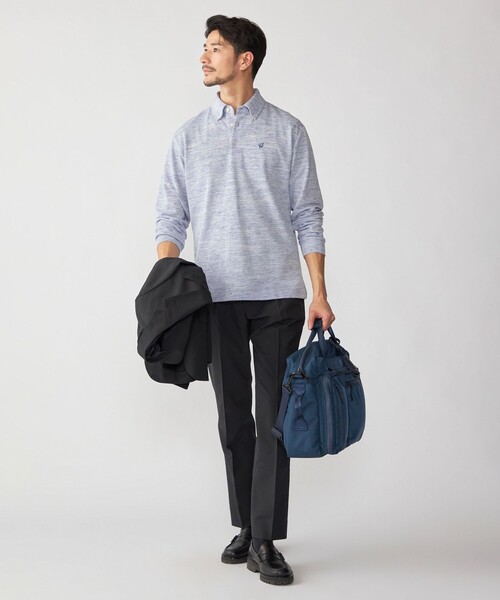 SHIPS（シップス）の「【WEB限定】SHIPS: リネンミックス カラーネップ ボタンダウン ロングスリーブ ポロシャツ（ポロシャツ・メンズ・ブラック/グリーン/ネイビー・SMALL/MEDIUM/LARGE/X-LARGE）」の5枚目の写真