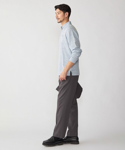 SHIPS（シップス）の「【WEB限定】SHIPS: リネンミックス カラーネップ ボタンダウン ロングスリーブ ポロシャツ（ポロシャツ・メンズ・ブラック/グリーン/ネイビー・SMALL/MEDIUM/LARGE/X-LARGE）」の6枚目の写真