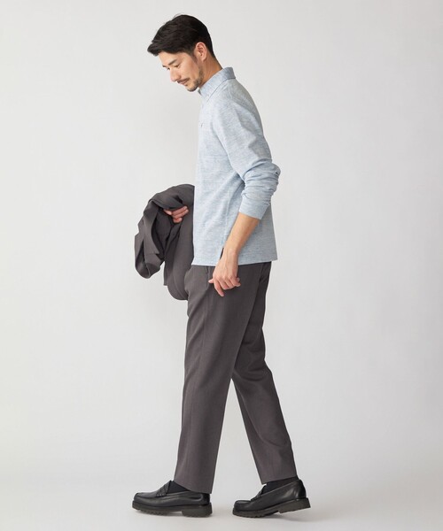 SHIPS（シップス）の「【WEB限定】SHIPS: リネンミックス カラーネップ ボタンダウン ロングスリーブ ポロシャツ（ポロシャツ・メンズ・ブラック/グリーン/ネイビー・SMALL/MEDIUM/LARGE/X-LARGE）」の7枚目の写真