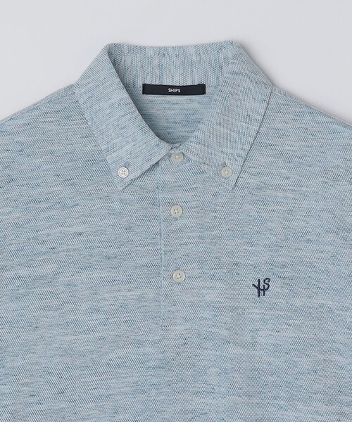 SHIPS（シップス）の「【WEB限定】SHIPS: リネンミックス カラーネップ ボタンダウン ロングスリーブ ポロシャツ（ポロシャツ・メンズ・ブラック/グリーン/ネイビー・SMALL/MEDIUM/LARGE/X-LARGE）」の14枚目の写真