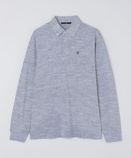 SHIPS（シップス）の「【WEB限定】SHIPS: リネンミックス カラーネップ ボタンダウン ロングスリーブ ポロシャツ（ポロシャツ・メンズ・ブラック/グリーン/ネイビー・SMALL/MEDIUM/LARGE/X-LARGE）」の12枚目の写真