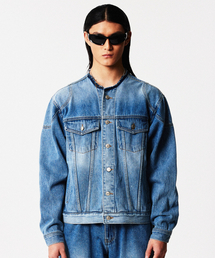 EYEUNDERSTAND（アイアンダスタンド）の「Collarless Biker Denim Jacket (Blue)（デニムジャケット）」