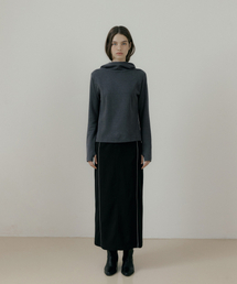 RIE LINE POINT LONG SKIRT BLACK