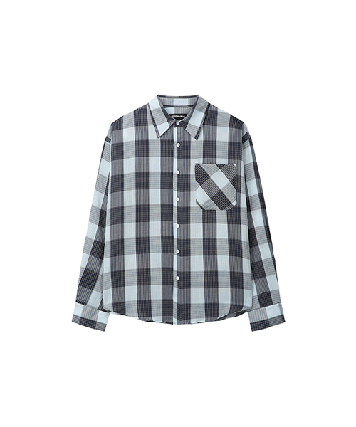 9999ARCHIVE(9999アーカイブ)の「Maximal Irregular Check Shirt(シャツ/ブラウス・レディース・スカイブルー・OS)」の1枚目の写真
