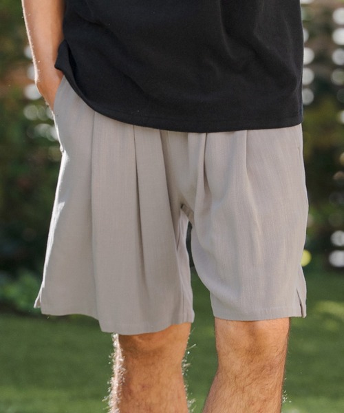 CAMBIO(カンビオ)の「mp14440- Linen Rayon Two Tuck Short Pants ショートパンツ(S62826cmb)(その他パンツ・メンズ・ブラック/グレー/ブラウン/キナリ・S/M/L)」の4枚目の写真