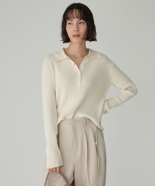 BABYLONE（バビロン）の「ベロアポロニット（ニット/セーター・レディース・ホワイト/チャコール・フリー）」の2枚目の写真