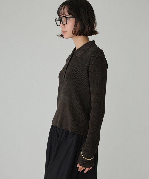 BABYLONE（バビロン）の「ベロアポロニット（ニット/セーター・レディース・ホワイト/チャコール・フリー）」の4枚目の写真