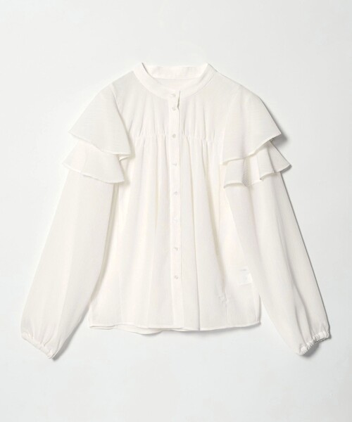 EMMEL REFINES（エメルリファインズ）の「＜EMMEL REFINES＞EM ヨウリュウフリル スタンドカラー ブラウス（シャツ/ブラウス・レディース・オフホワイト/ライトブルー/ライム・FREE）」の2枚目の写真
