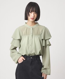 EMMEL REFINES | <EMMEL REFINES>EM ヨウリュウフリル スタンドカラー ブラウス(シャツ/ブラウス)