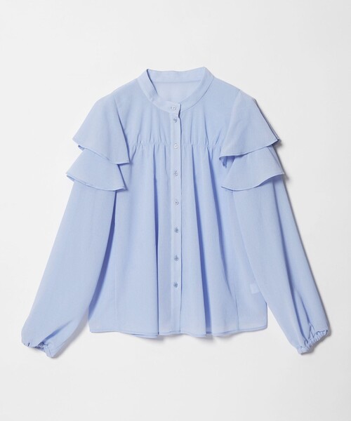 EMMEL REFINES（エメルリファインズ）の「＜EMMEL REFINES＞EM ヨウリュウフリル スタンドカラー ブラウス（シャツ/ブラウス・レディース・オフホワイト/ライトブルー/ライム・FREE）」の3枚目の写真