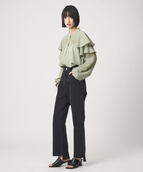 EMMEL REFINES（エメルリファインズ）の「＜EMMEL REFINES＞EM ヨウリュウフリル スタンドカラー ブラウス（シャツ/ブラウス・レディース・オフホワイト/ライトブルー/ライム・FREE）」の17枚目の写真