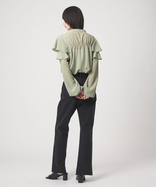 EMMEL REFINES（エメルリファインズ）の「＜EMMEL REFINES＞EM ヨウリュウフリル スタンドカラー ブラウス（シャツ/ブラウス・レディース・オフホワイト/ライトブルー/ライム・FREE）」の18枚目の写真