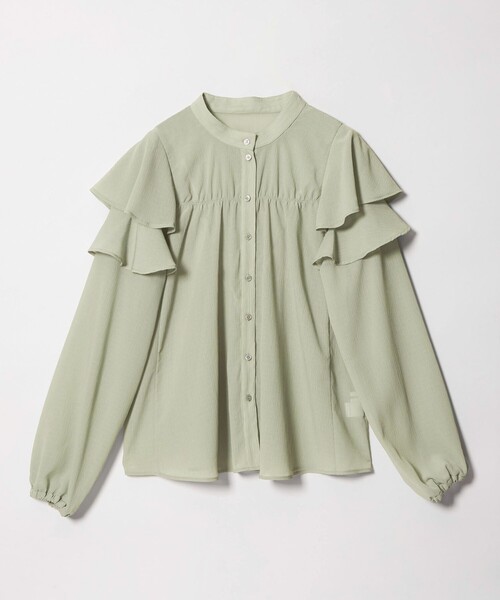 EMMEL REFINES（エメルリファインズ）の「＜EMMEL REFINES＞EM ヨウリュウフリル スタンドカラー ブラウス（シャツ/ブラウス・レディース・オフホワイト/ライトブルー/ライム・FREE）」の7枚目の写真