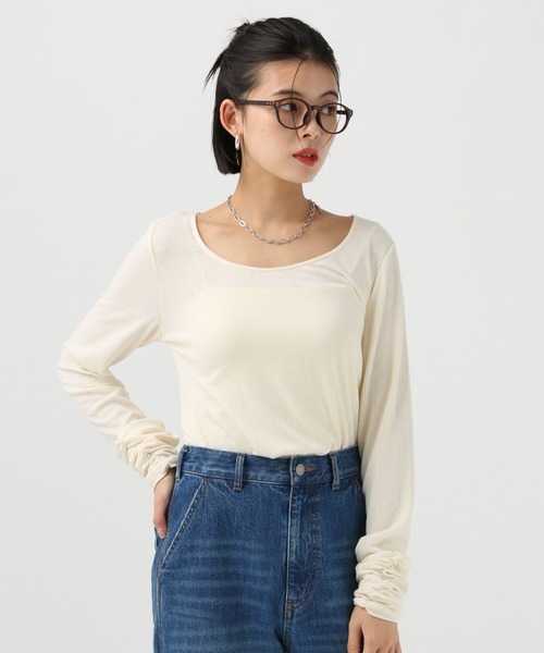 BAYFLOW（ベイフロー）の「袖シャーリングロングスリーブプルオーバー（Tシャツ/カットソー・レディース・ライトブルー/ピンク/グレー/オフホワイト・FREE）」の7枚目の写真