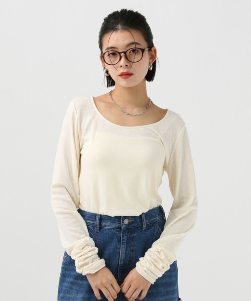 BAYFLOW（ベイフロー）の「袖シャーリングロングスリーブプルオーバー（Tシャツ/カットソー・レディース・ライトブルー/ピンク/グレー/オフホワイト・FREE）」の8枚目の写真