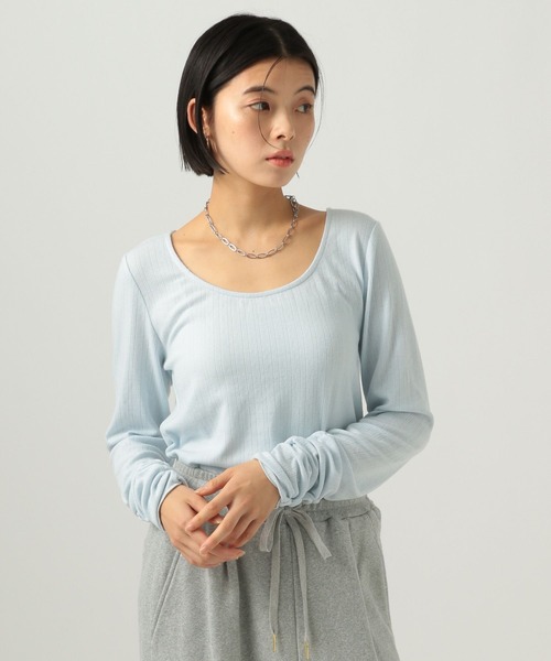 BAYFLOW（ベイフロー）の「袖シャーリングロングスリーブプルオーバー（Tシャツ/カットソー・レディース・ライトブルー/ピンク/グレー/オフホワイト・FREE）」の14枚目の写真