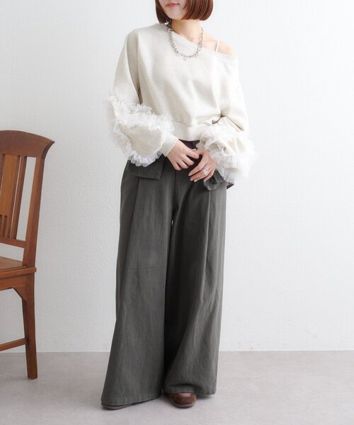 w closet(ダブルクローゼット)の「ポケットベルト付きパンツ(その他パンツ・レディース・チャコールグレー/ブラウン・MEDIUM/SMALL)」の9枚目の写真