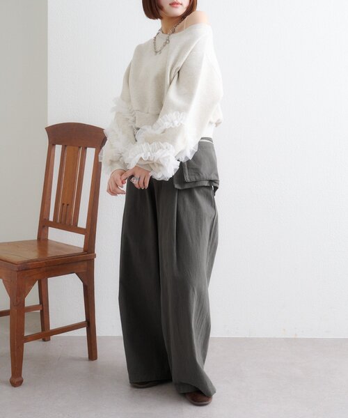 w closet(ダブルクローゼット)の「ポケットベルト付きパンツ(その他パンツ・レディース・チャコールグレー/ブラウン・MEDIUM/SMALL)」の13枚目の写真