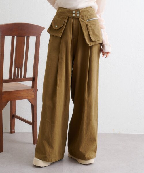 w closet(ダブルクローゼット)の「ポケットベルト付きパンツ(その他パンツ・レディース・チャコールグレー/ブラウン・MEDIUM/SMALL)」の14枚目の写真