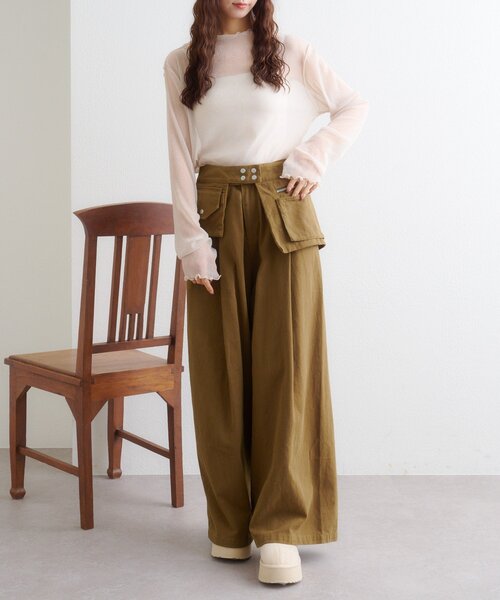 w closet(ダブルクローゼット)の「ポケットベルト付きパンツ(その他パンツ・レディース・チャコールグレー/ブラウン・MEDIUM/SMALL)」の19枚目の写真