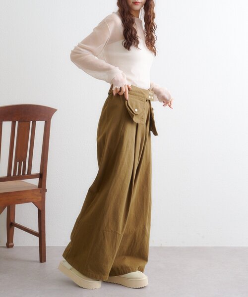w closet(ダブルクローゼット)の「ポケットベルト付きパンツ(その他パンツ・レディース・チャコールグレー/ブラウン・MEDIUM/SMALL)」の20枚目の写真