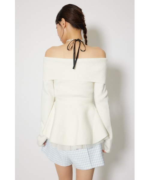 rienda（リエンダ）の「チュールレイヤードペプラムニットトップス 春服（ニット/セーター・レディース・ブラック/ブルー/ピンク/ホワイト・FREE）」の17枚目の写真